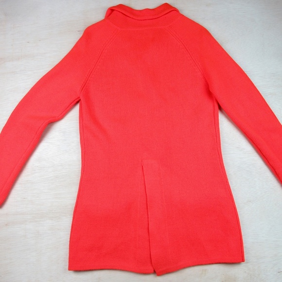 Vintage Mid Century 1960's Orange Crush Cardigan Tunic Sweater, Wool S, M - Picture 3 of 7